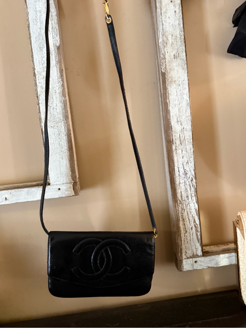 Chanel Black Crossbody Large Walllet with Strap